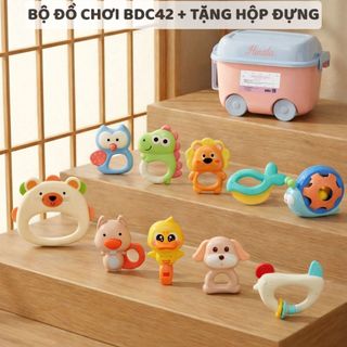 (Tặng Hộp) Bộ đồ chơi hình thú gặm nướu đa sắc màu Hinata BDC42 an toàn cho bé