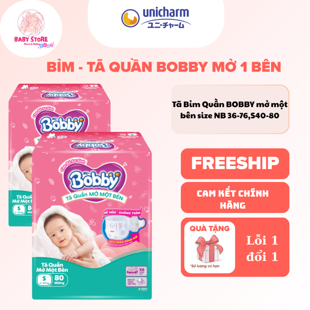 COMBO Tã/bỉm quần mở một bên BOBBY dành cho bé Sơ sinh NB70+6,NB36 /S40, S80