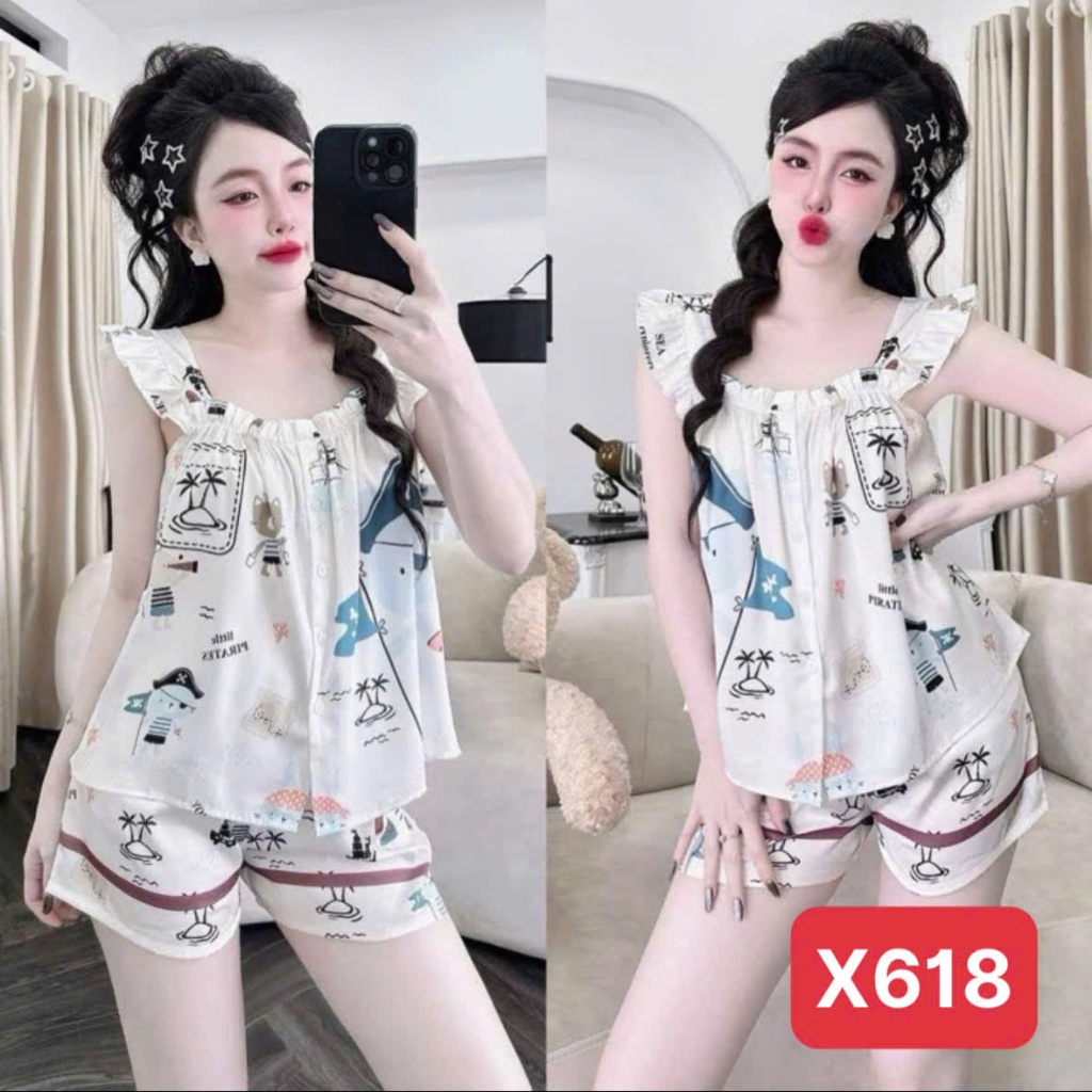 Bộ Đồ Ngủ 2 Dây X6 Kim Thanh - Pijama Lụa Latin Short Bông Mặc Nhà Mềm Mịn 9 Màu Size 40-72kg | BigBuy360 - bigbuy360.vn