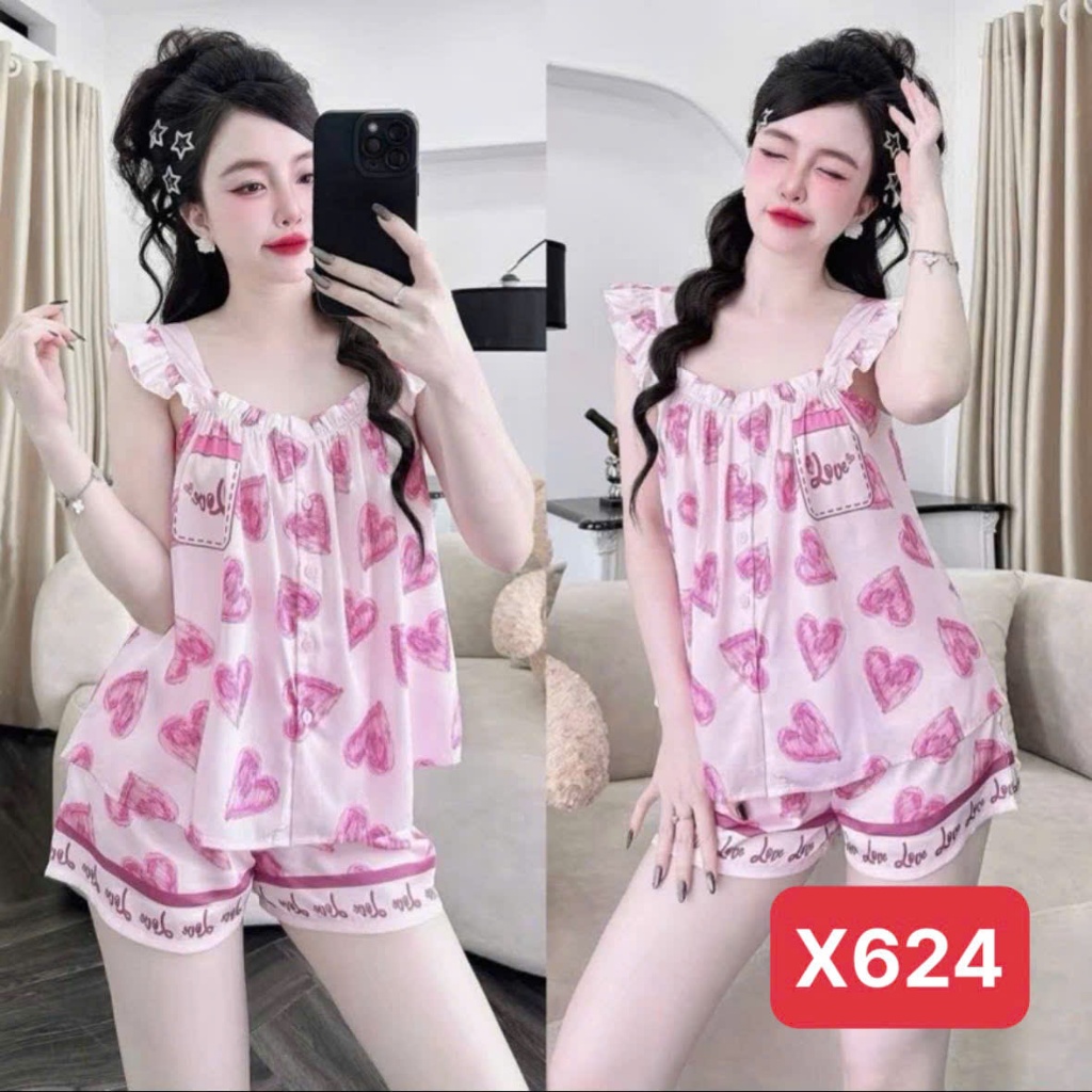 Bộ Đồ Ngủ 2 Dây X6 Kim Thanh - Pijama Lụa Latin Short Bông Mặc Nhà Mềm Mịn 9 Màu Size 40-72kg | BigBuy360 - bigbuy360.vn