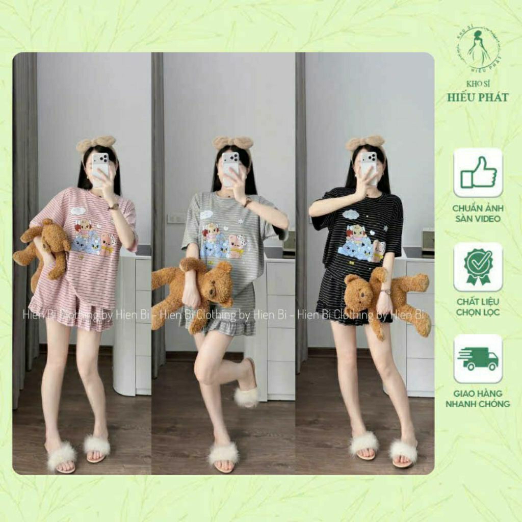 Set bộ cún kẻ đám mây phối quần đùi 3 màu by khosihieuphat