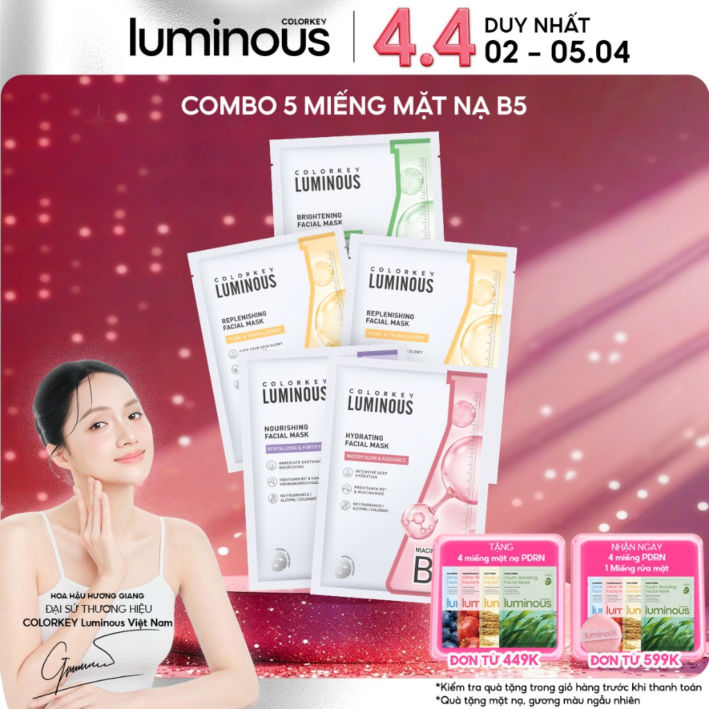 [COMBO MIX] - 5 Miếng Mặt Nạ Tinh Chất Vitamin B5 COLORKEY LUMINOUS Hỗ Trợ Dưỡng Sáng, Cấp Ẩm 25ml/miếng | BigBuy360 - bigbuy360.vn