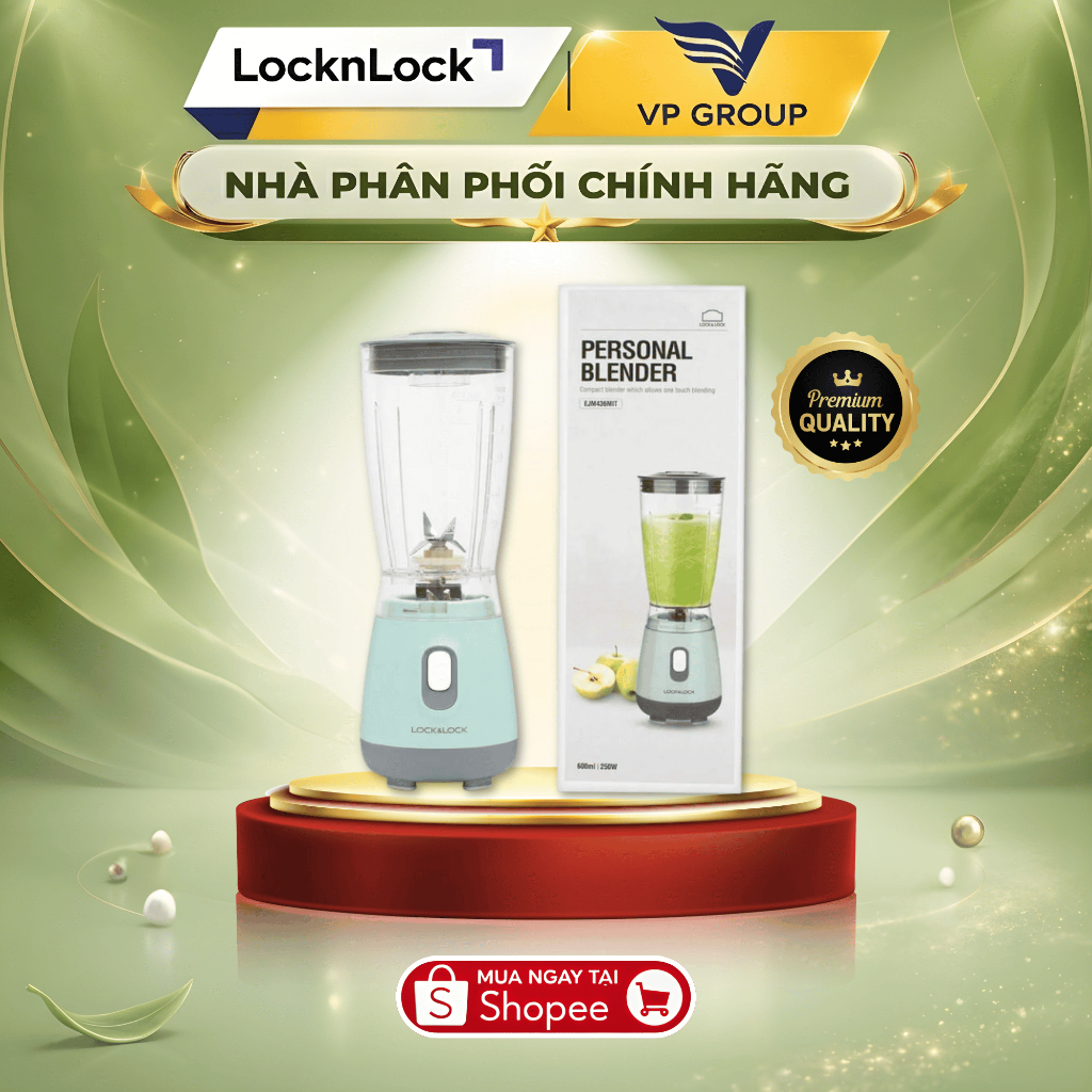 [LocknLock] Máy Xay Sinh Tố Cá Nhân Personal Blender  600ml - Màu xanh mint - EJM436MIT (VPG)