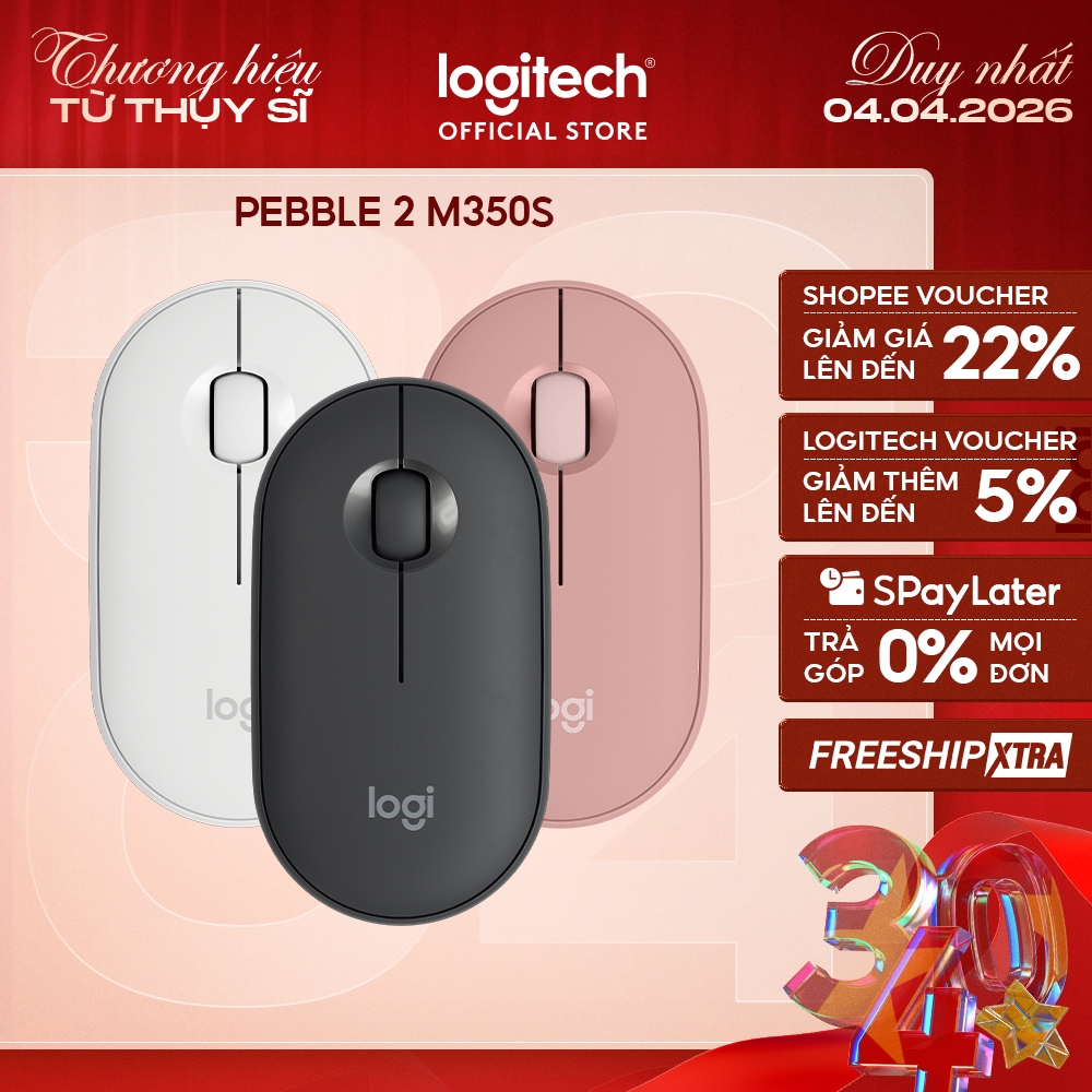 Chuột Bluetooth Logitech M350s Pebble 2 Silent - Mỏng nhẹ, Nút tùy chỉnh, Easy-Switch, 4000DPI | BigBuy360 - bigbuy360.vn