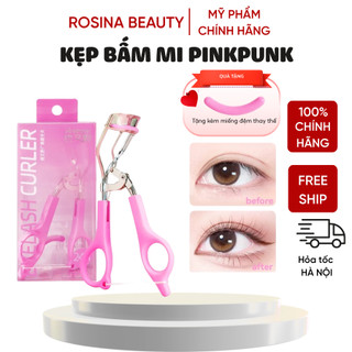 [PINKPUNK] Kẹp Bấm Mi Pinkpunk Vỏ Hồng Mica, Đầu Kẹp Góc Rộng Kèm Đệm Silicon Thay Thế