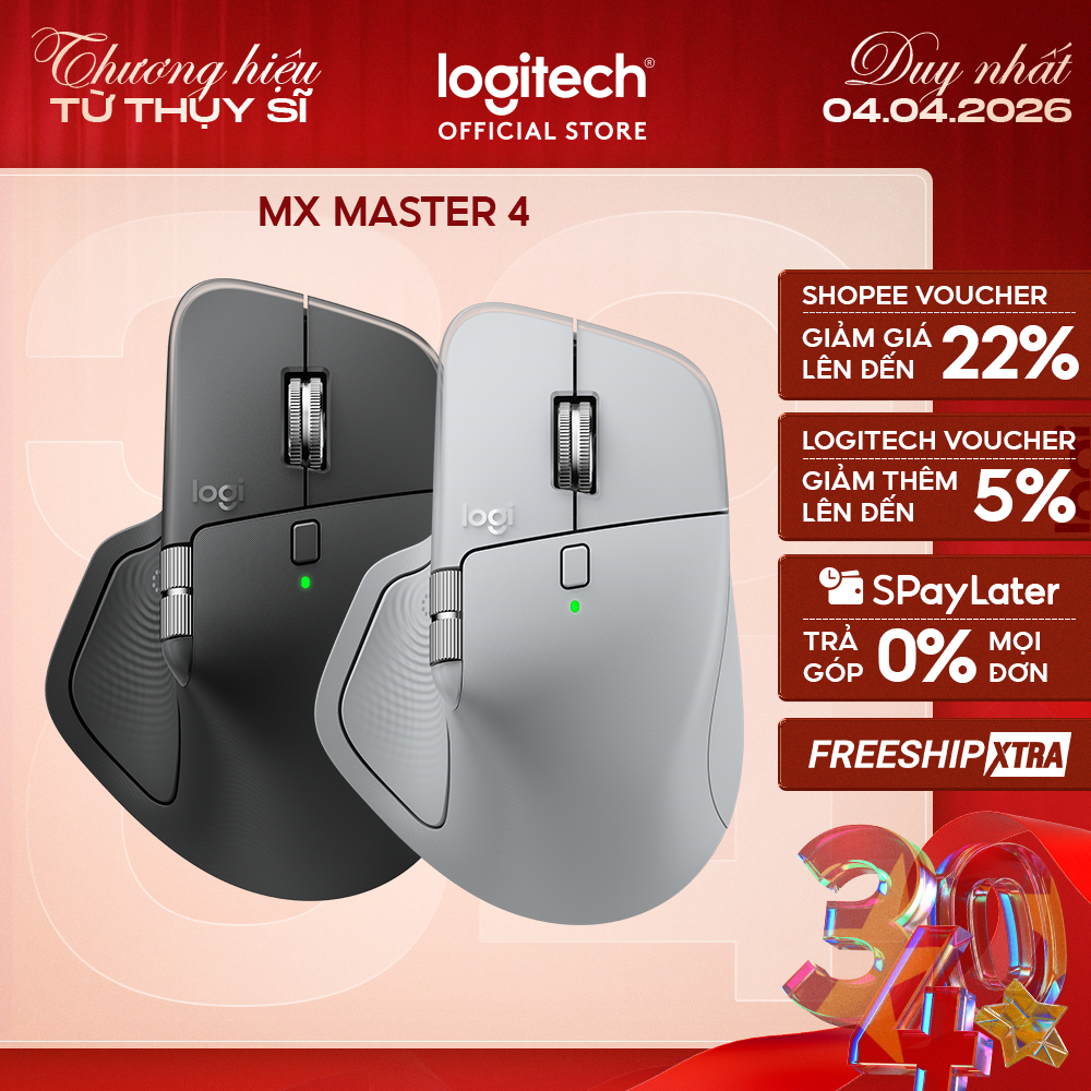 Chuột không dây công thái học Logitech MX Master 4 - Rung phản hồi, Cuộn siêu nhanh, Sạc USB-C | BigBuy360 - bigbuy360.vn