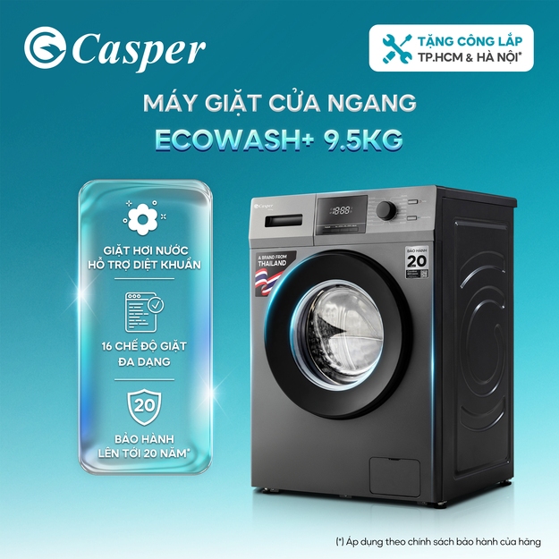 [Shopee - Lắp đặt 0Đ HN HCM] Máy giặt cửa ngang Casper Inverter 9.5KG / 10.5KG - WF-95VG5 / WF-105VG