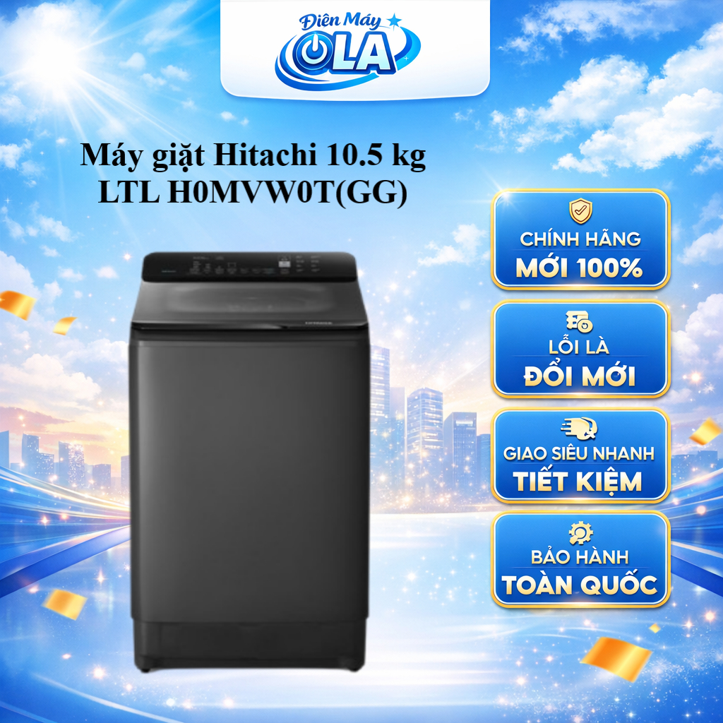 Máy giặt Hitachi 10.5 kg LTL H0MVW0T GG - Bảo hành chính hãng - GIAO TOÀN QUỐC