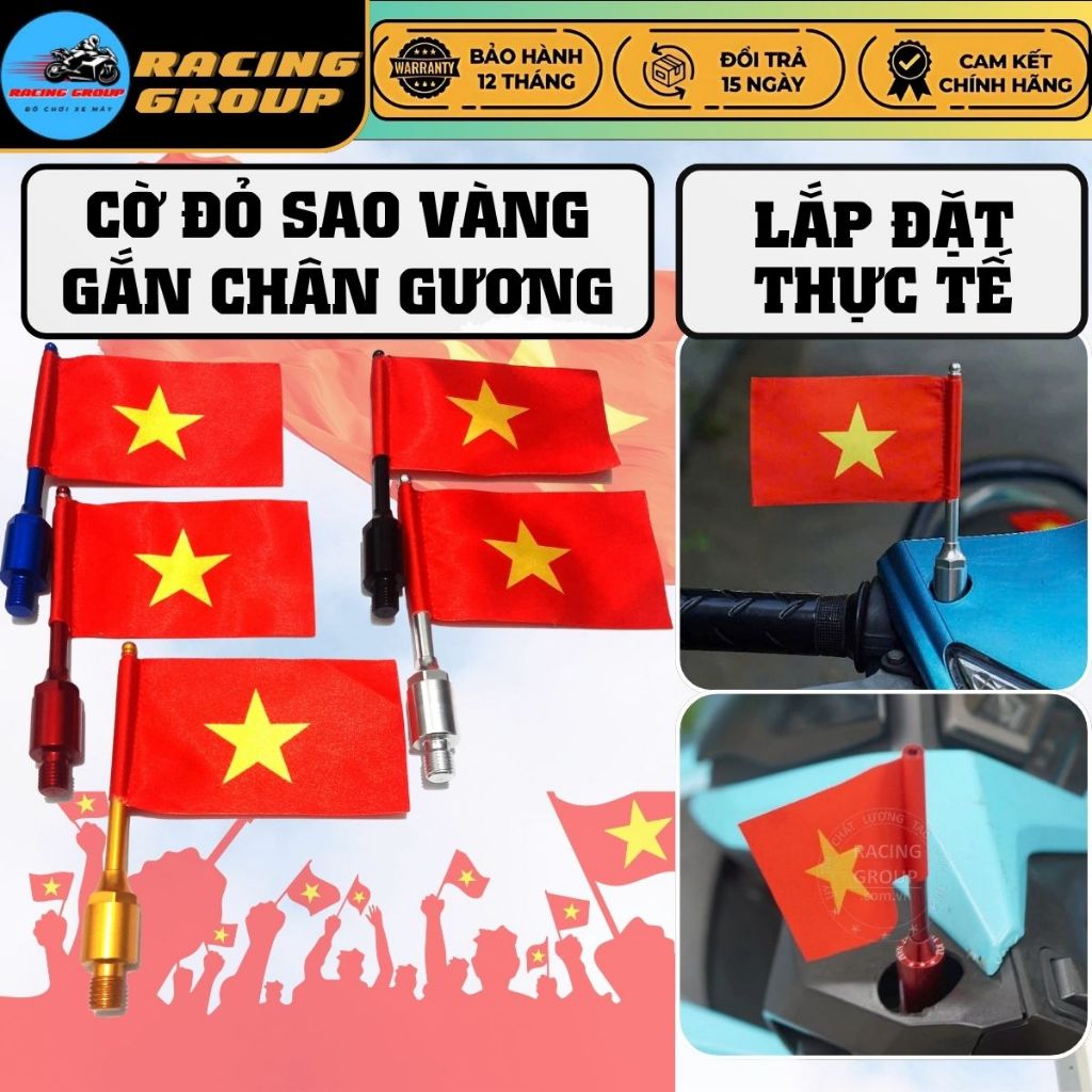 Cờ Việt Nam Gắn Chân Gương Xe Máy, Ốc Gắn Chân Kính Hình Lá Cờ Gắn Xe Máy, Xe Điện Chất Liệu Tốt