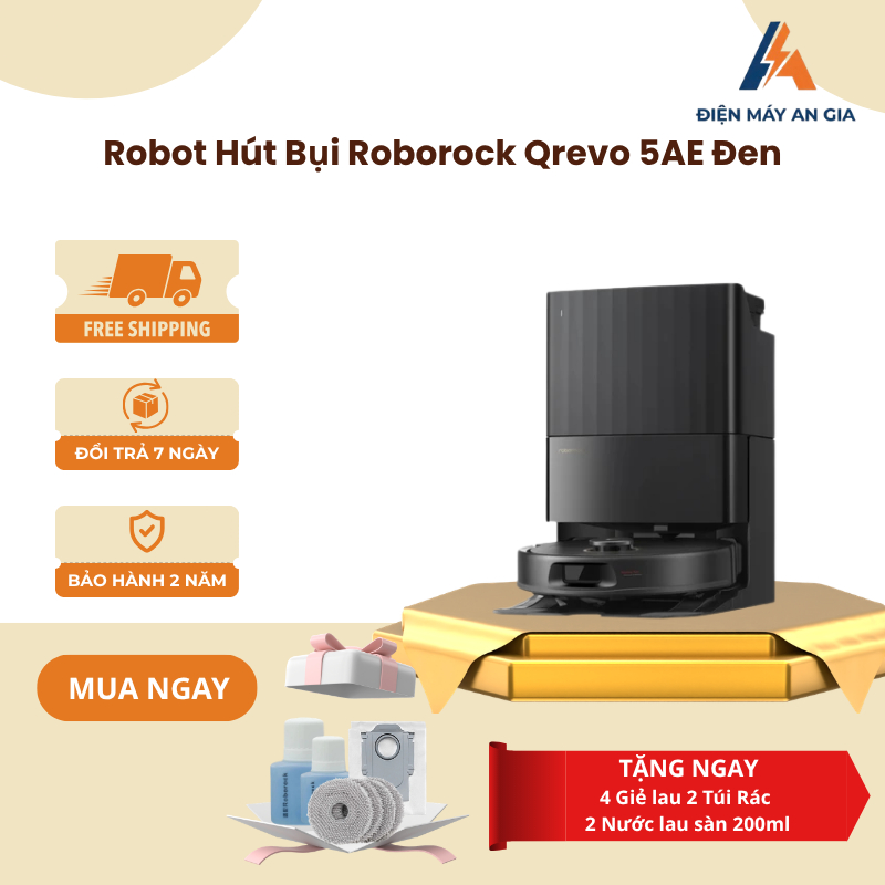 Robot Hút Bụi Roborock Qrevo 5AE – Công Suất Hút 12000Pa – Điều Khiển Bằng Giọng Nói – PEB