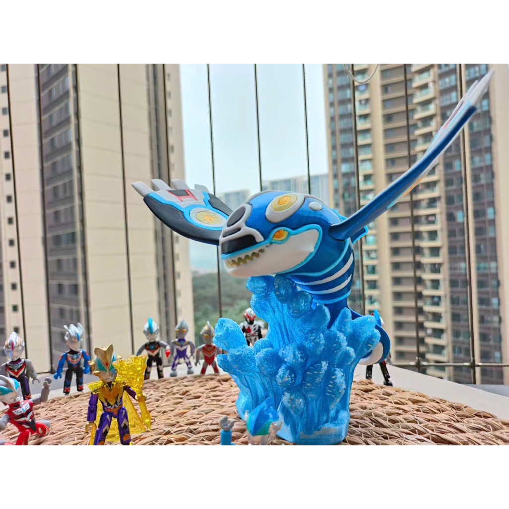 Mô Hình Primal Kyogre In 3D Đa Màu - Tượng Kyogre Nguyên Thủy Kèm Base Nước Trong Suốt
