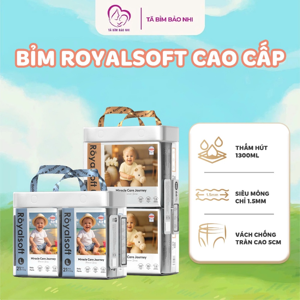 [KHÔNG QUÀ] Tã Bỉm ROYALSOFT Chính Hãng, Bỉm Quần/Dán Royal Soft Cao Cấp Có Đủ Size, Siều Mềm, Siêu 