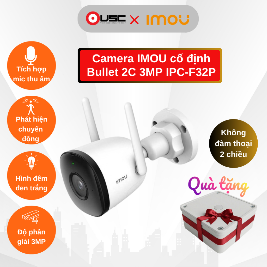 [Camera Imou F32P - 3M] Bullet 2C - Cố định - wifi camera hồng ngoại có mic thu âm