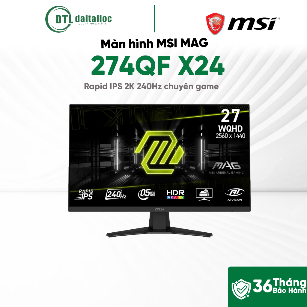 Màn hình máy tính Gaming AI MSI MAG 274QF X24 | 27 inch, QHD, IPS, 240Hz, 0.5 ms| Chính Hãng| Bảo Hà