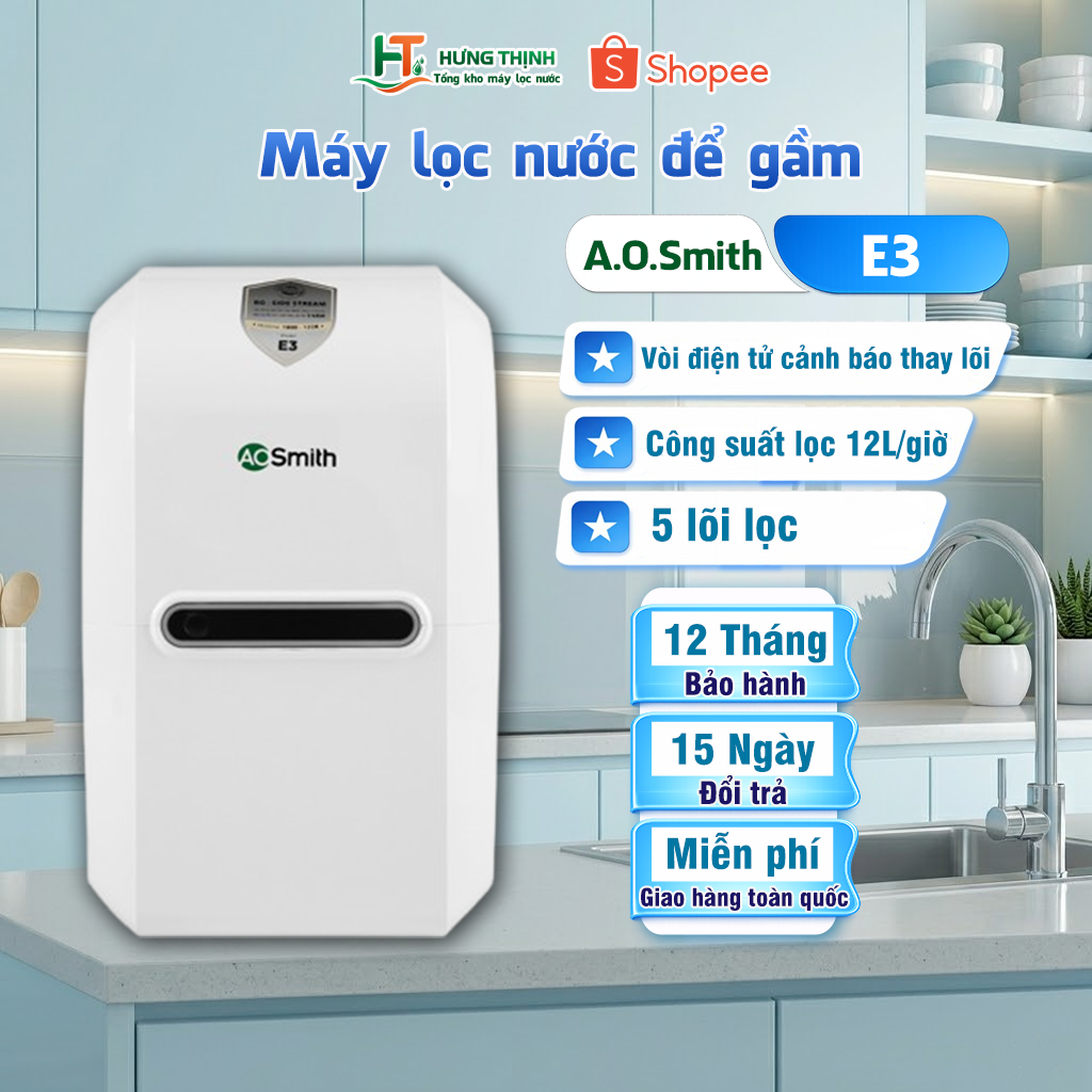 [Mã BMLT30 Giảm Đến 30K Đơn 299K] Máy Lọc Nước Aosmith E3 - Hàng Chính Hãng Bảo Hành 12 Tháng