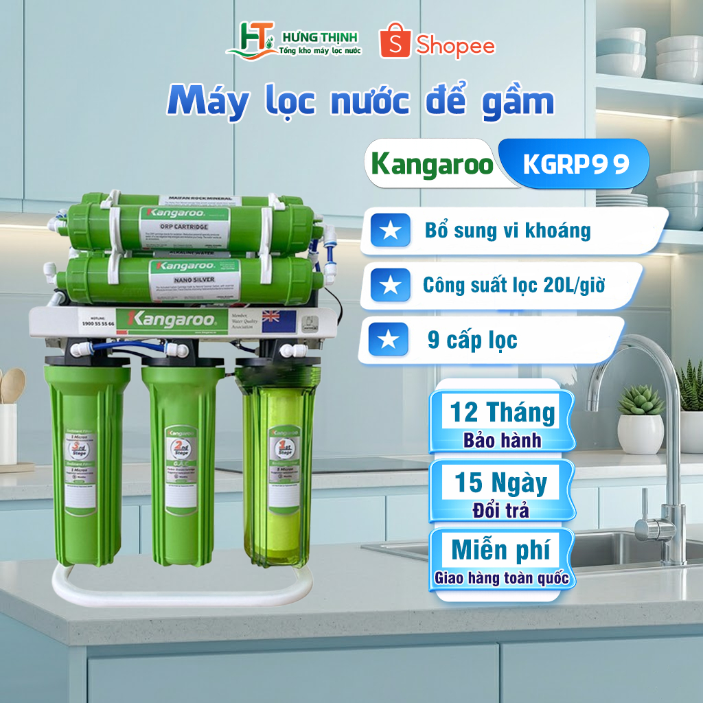 Máy Lọc Nước Kangaroo KGRP99 Không Tủ 9 Cấp Lọc Thiết Kế Gọn Tiết Kiệm Điện Năng