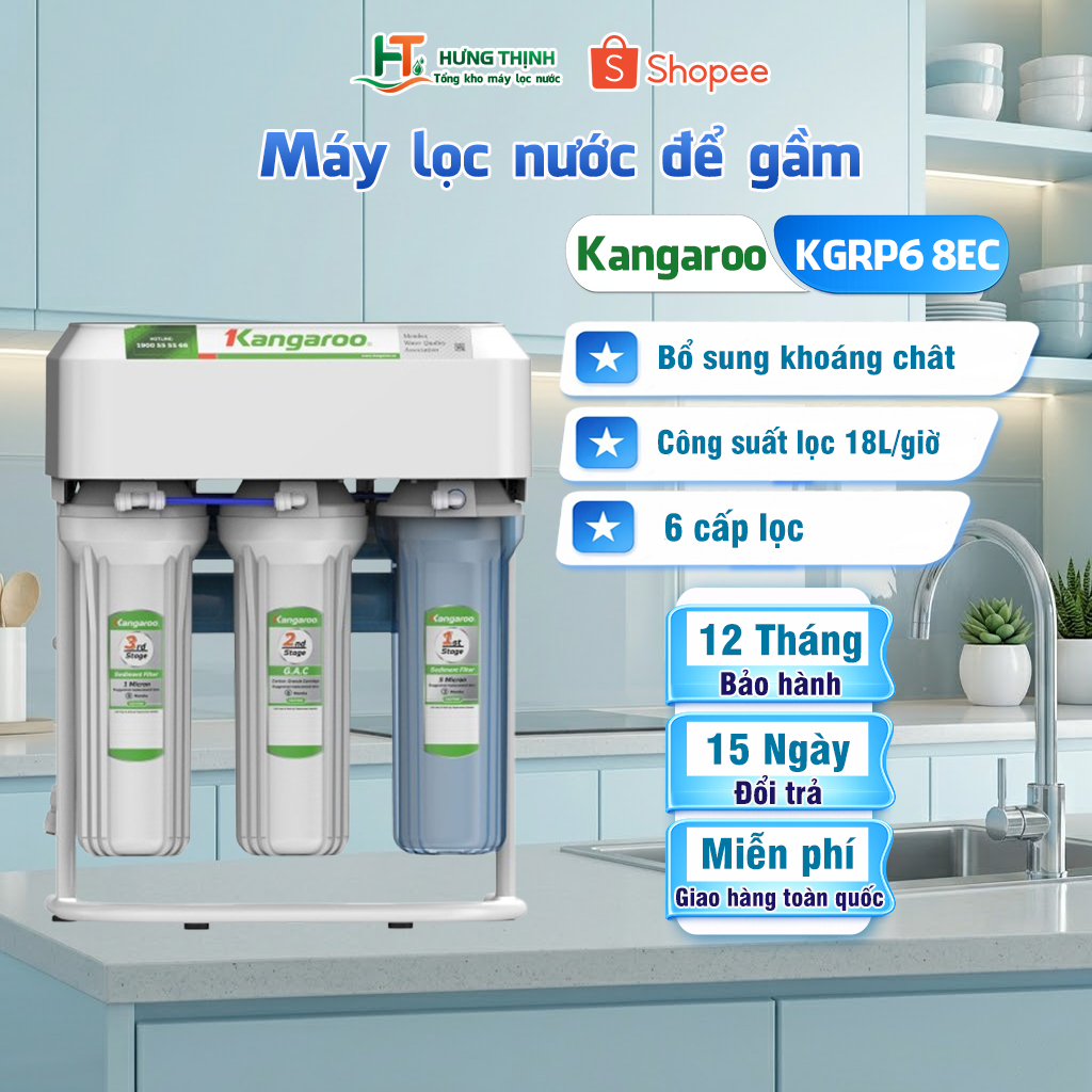 Máy Lọc Nước Kangaroo Chân Quỳ KGRP68EC Thiết Kế Tối Ưu Gọn Nhẹ