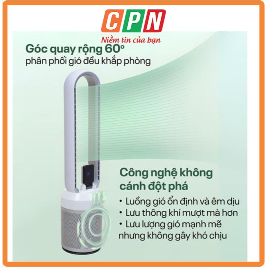 Quạt không cánh tích hợp lọc không khí Ion Fujihome BF308DC-HEPA, động cơ DC, 35W,bảo hành trên toàn