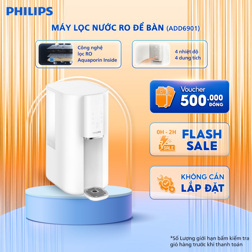 [HÀNG CHÍNH HÃNG] Máy lọc nước RO để bàn PHILIPS ADD6901 màu trắng - Công Nghệ lọc RO Aquaporin Inside®, làm nóng 3s | BigBuy360 - bigbuy360.vn
