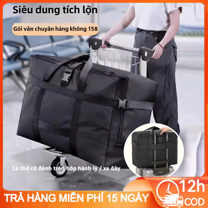 [Vải Oxford]Túi xách du lịch gấp gọn, mỏng nhẹ, chống nước, Có thể treo trên thanh kéo vali