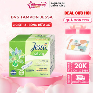 Băng vệ sinh Tampon Jessa Nature 3 giọt 16 cái hữu cơ thành phần thiên nhiên an toàn cho da nhạy cảm