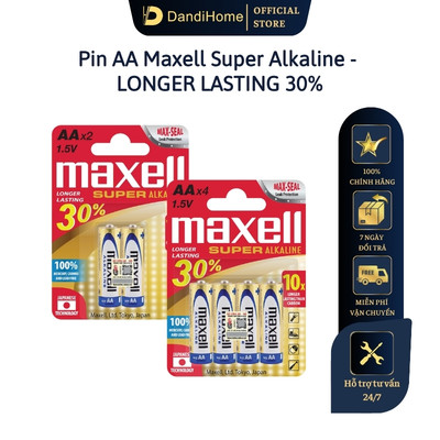 Pin AA Maxell Super Alkaline LR6 Longer Lasting Power siêu bền chính hãng