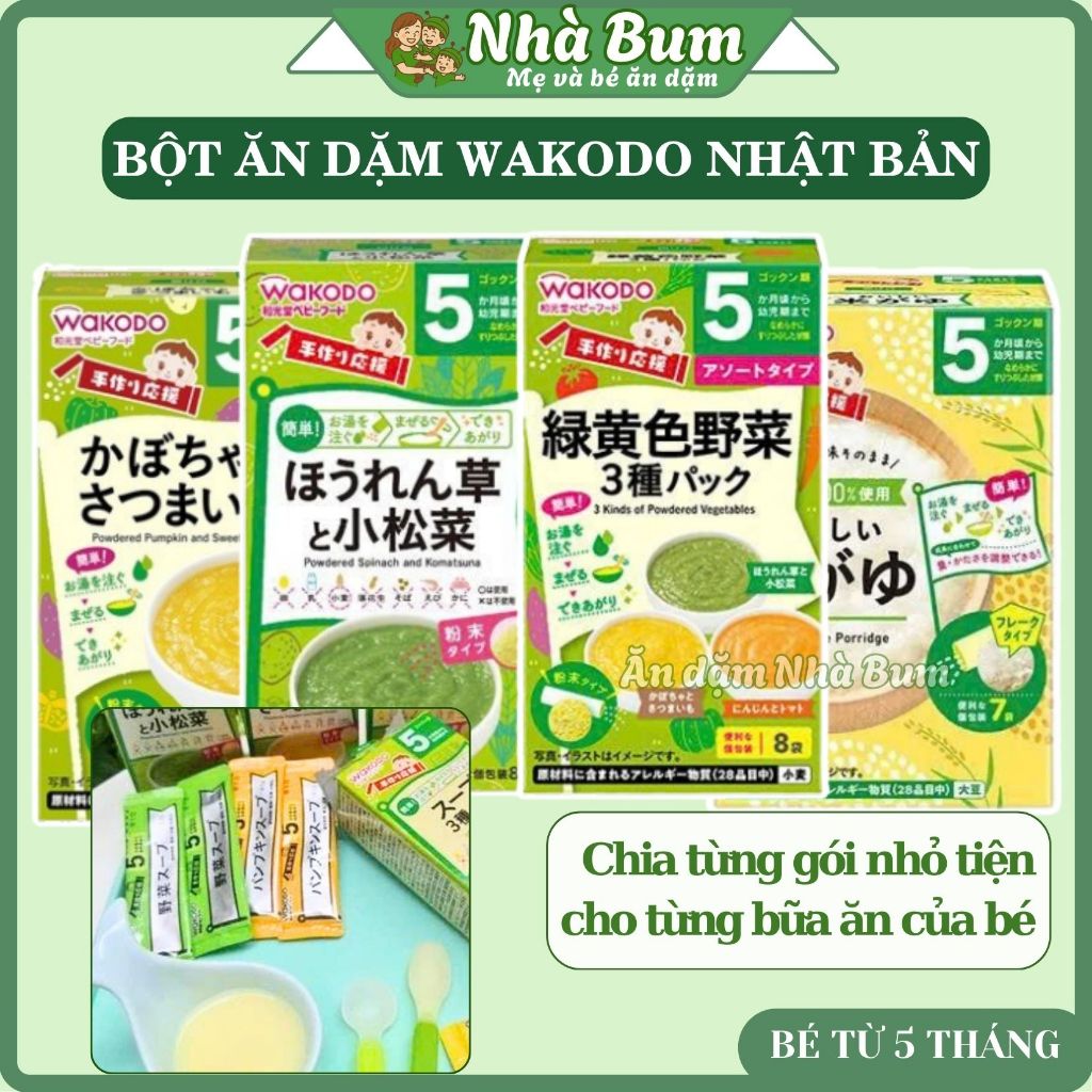 (Date 5-7/2027) Bột ăn dặm Wakodo cho bé từ 5m đủ vị