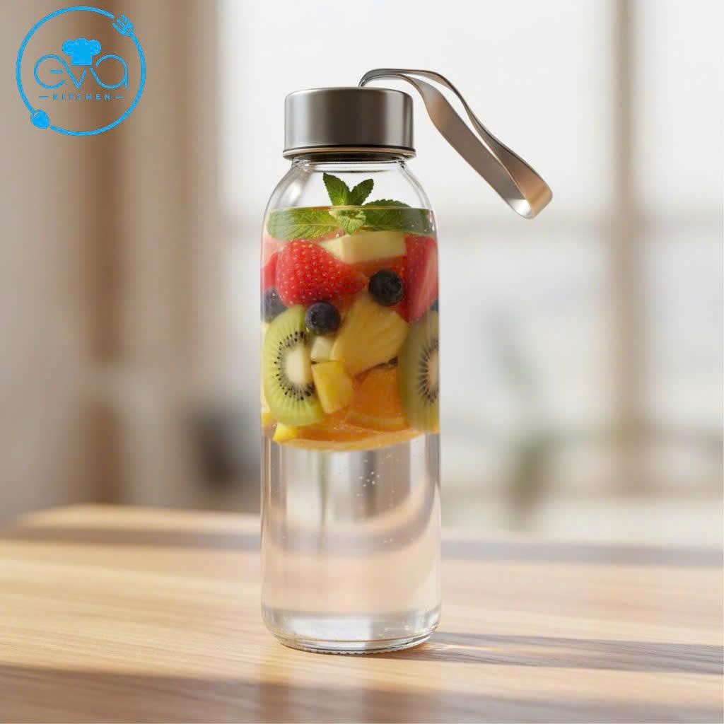 Bình Thủy Tinh Đựng Nước Detox Hoa Quả 500ml DX500 - Thiết Kế Sang Trọng Có Dây Xách Cầm Tay