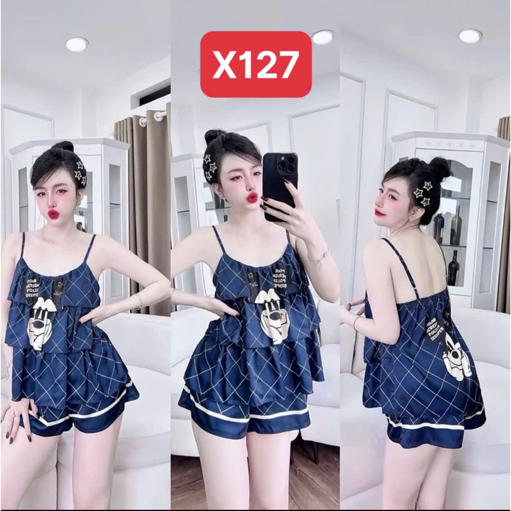 Đồ Ngủ Xếp Li 3 Tầng X1 Kim Thanh - Lụa Latin Short Bông 2 Dây Họa Tiết Dễ Thương Size 40-72kg | BigBuy360 - bigbuy360.vn