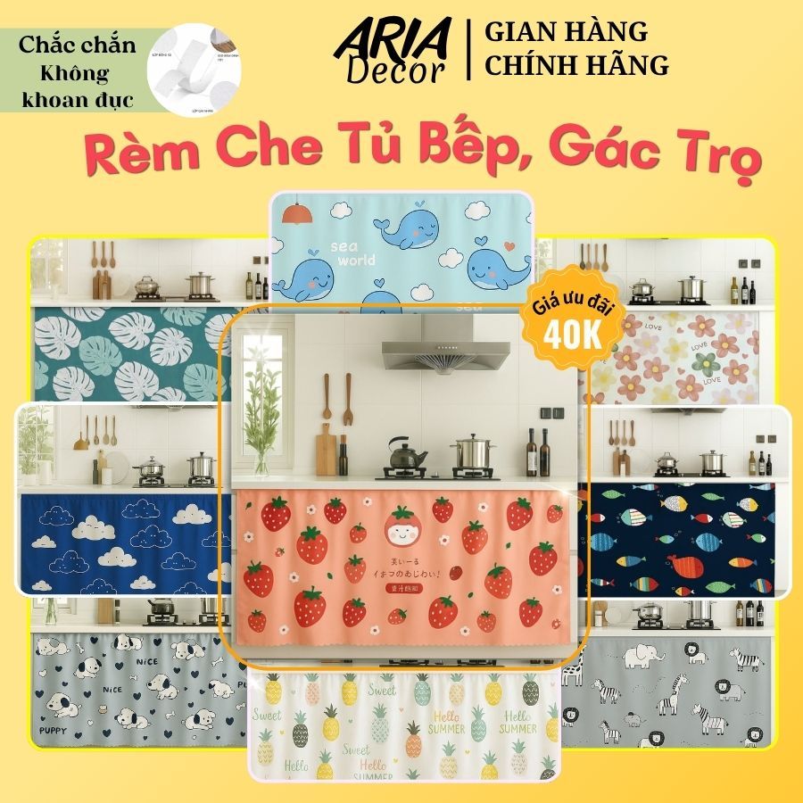Rèm che bếp đa năng, chống bụi, che gác trọ, dễ vệ sinh ngăn mùi ngăn nắp gọn gàng ARIA DECOR