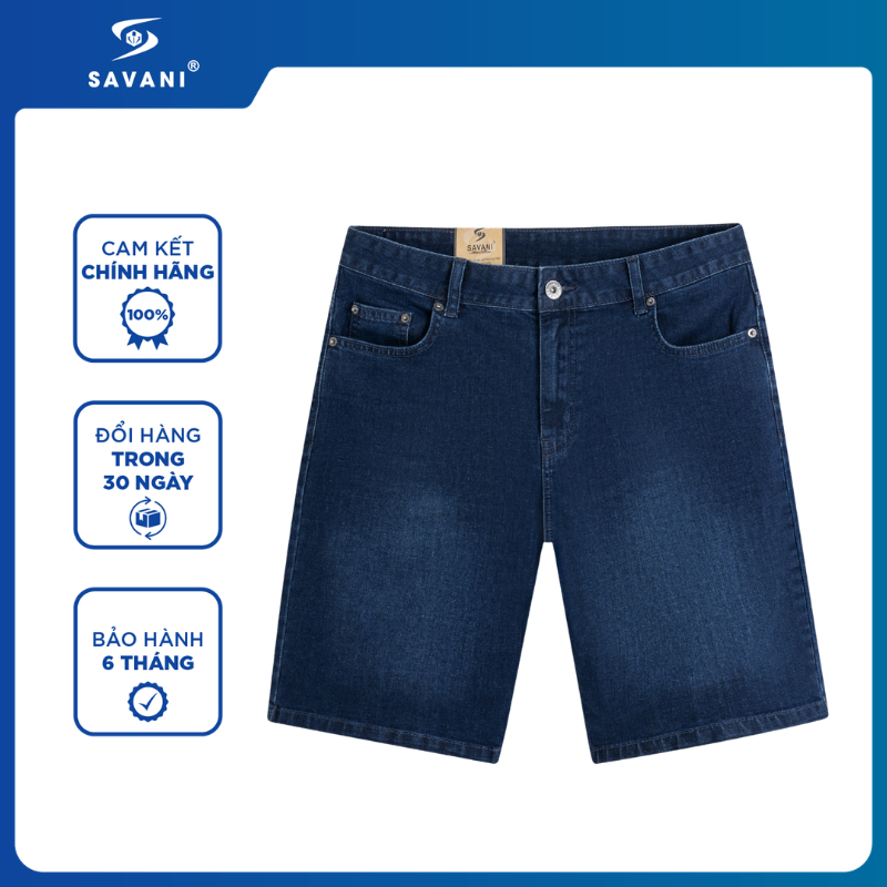 Quần Short Jean Nam SAVANI, Chất Denim Co Dãn, Form Regular Fit MSJS004S6
