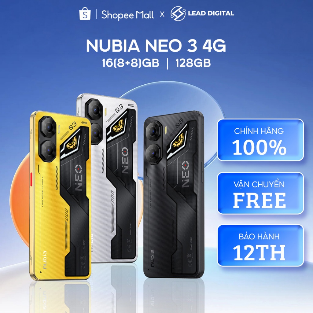 Điện thoại Gaming Nubia Neo 3 4G 16(8+8)GB/128GB I Trigger Gaming I 6.8"120Hz - Hàng Chính Hãng