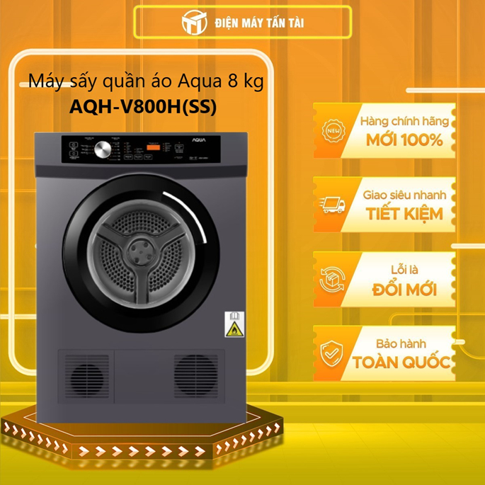 (TOÀN QUỐC ) AQH-V800H(SS) - Máy Sấy Thông Hơi AQUA 8 Kg AQH-V800H(SS)