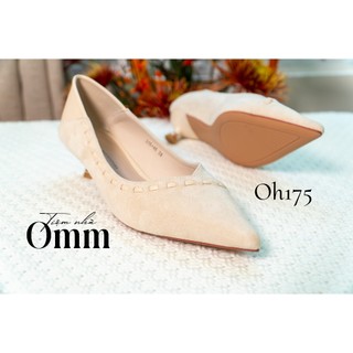 Omm Hàng có sẵn OH175 Giày cao gót da lộn 3cm cách điệu