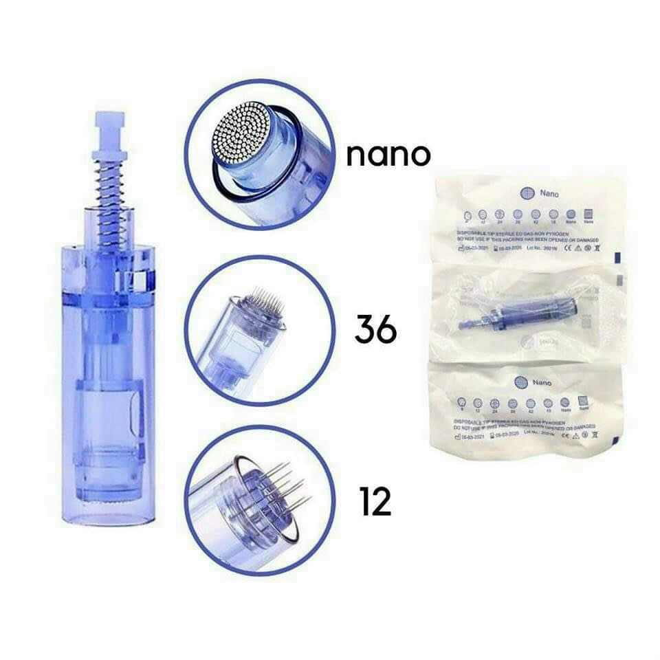 Đầu Kim Nano 12 36 Xanh Dùng Cho Máy Dr.Pen - Đầu Phi Kim Nano Trắng - Kim Nano Xanh Trắng