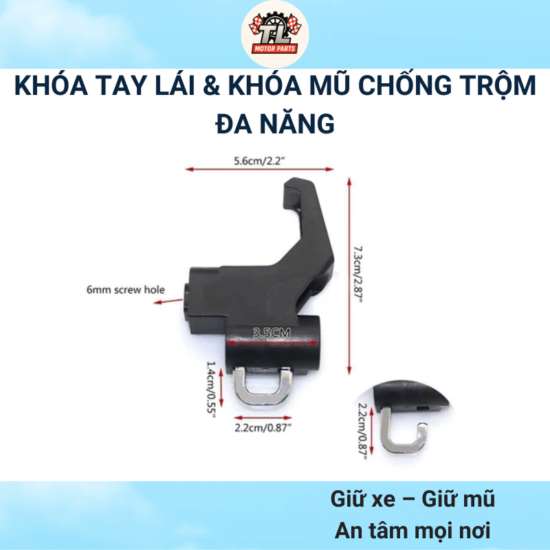 Móc Treo Đồ Xe Máy V1 Kèm Khóa Chống Trộm Mũ Nón Bảo Hiểm