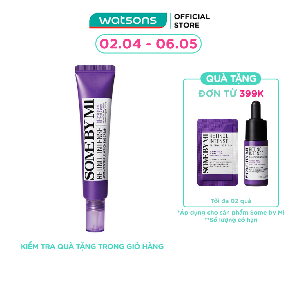 Kem Mắt Some By Mi 0.1% Retinol Intense Advanced Triple Action Eye Cream 30ml