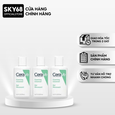 [MINISIZE] Combo 3 Sữa Rửa Mặt Cerave DA DẦU giúp làm sạch sâu kiềm dầu Foaming Facial Cleans 30MLx3-Xanh Lá Mạ