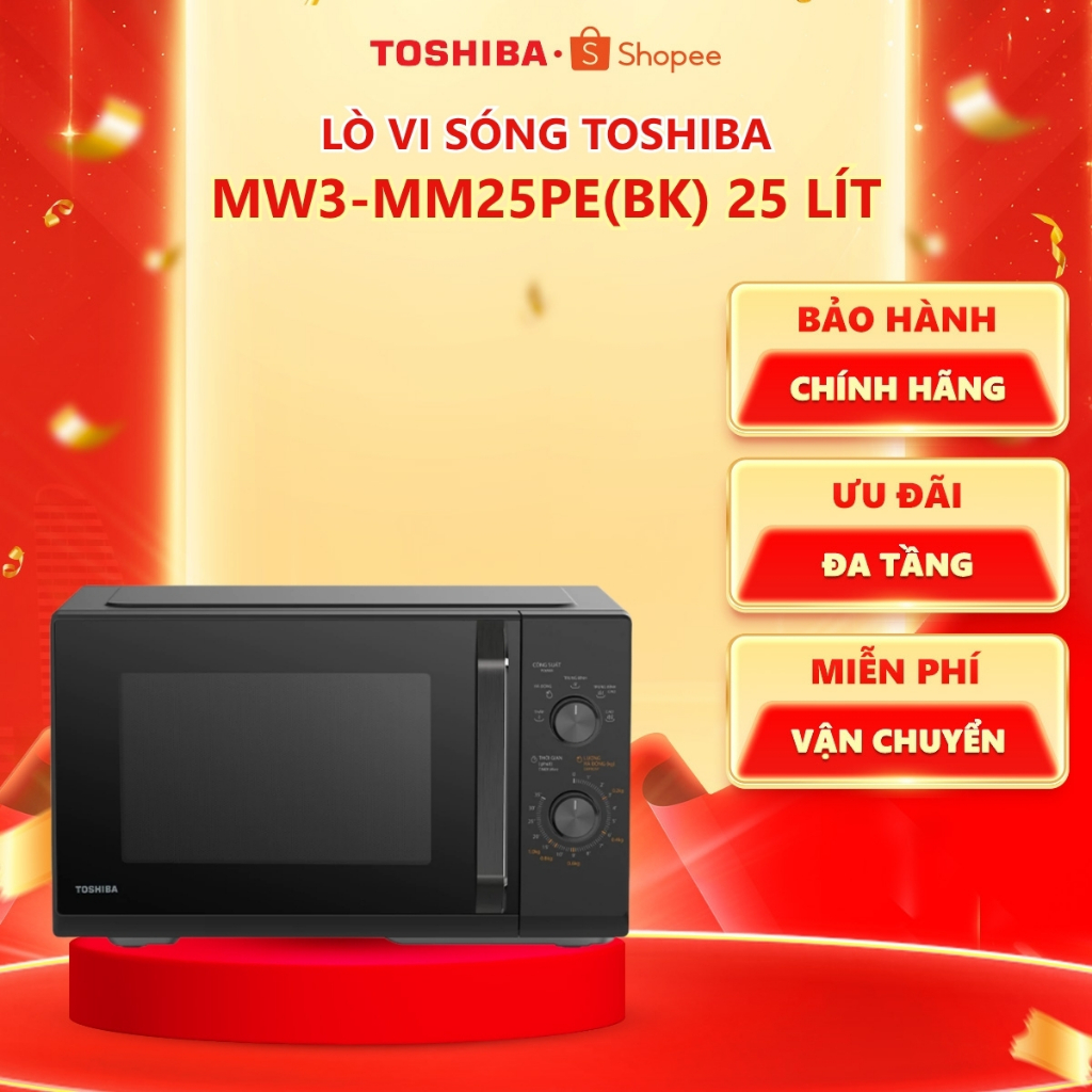 Lò vi sóng Toshiba MW3-MM25PE(SV)/MW3-MM25PE(BK) 25 lít - Bảo hành chính hãng 12 tháng