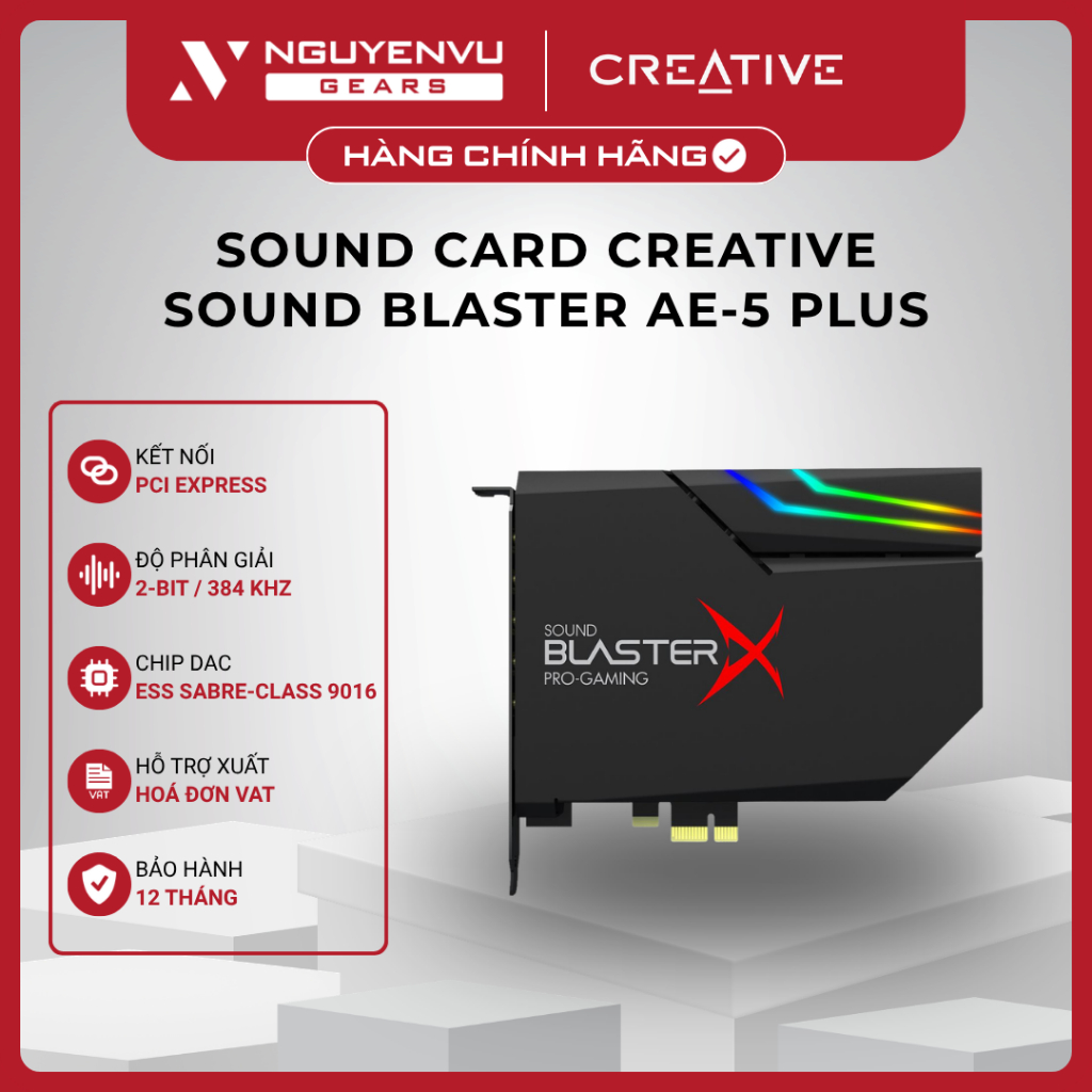 [VAT] Sound Card PCIe Creative Sound BlasterX AE-5 Plus - DAC ESS SABRE-class 32-bit/384 kHz - BH 12