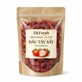 Dâu Tây Sấy Dẻo Đà Lạt DLFresh - Trái Cây Sấy Dẻo Ăn Kiền, Healthy, Giữ Trọn Vị Chua Ngọt Tự Nhiên