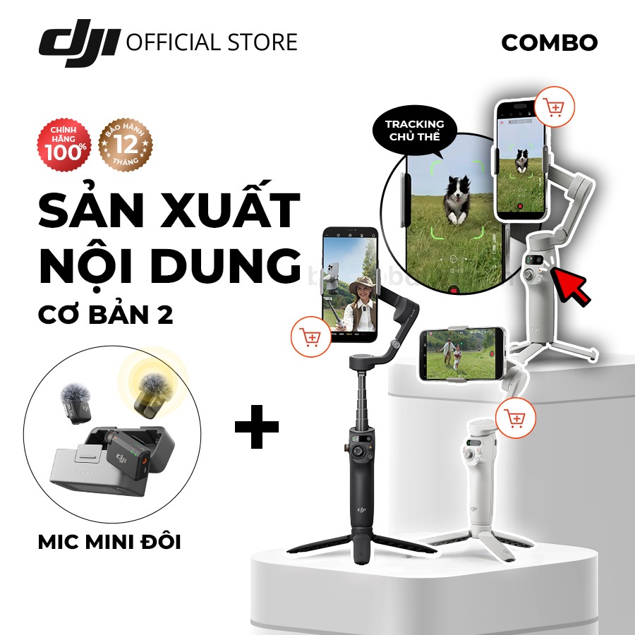 (HOT) COMBO DJI SẢN XUẤT NỘI DUNG CƠ BẢN 2 | Bộ Kit Camera Hành Động Osmo Action, Gimbal Osmo Mobile, Mic Mini Thu Âm | BigBuy360 - bigbuy360.vn