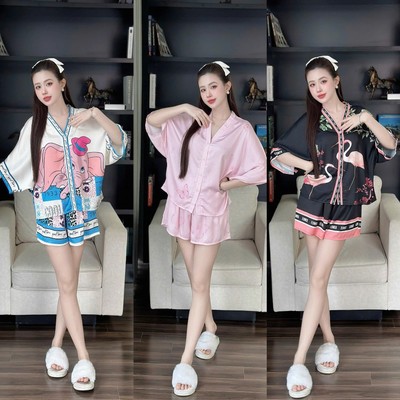 Bộ ngủ nữ pijama mặc nhà set bộ đồ ngủ pyjama Hisexy Lụa Latin Form cánh dơi cổ chữ Y P18