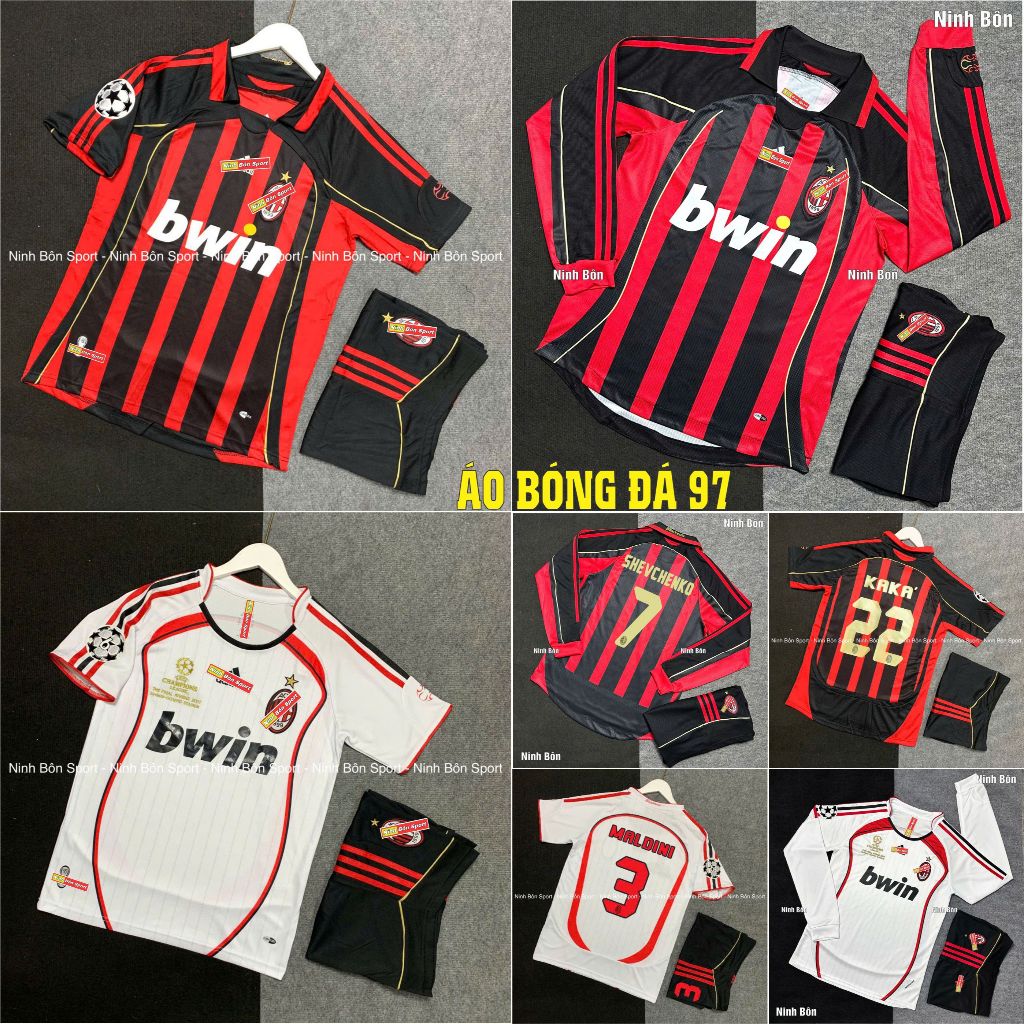 Bộ Quần Áo Bóng Đá CLB AC MILAN Sân Nhà Phong Cách 2007 - Vải Polyester Thái Cao Cấp