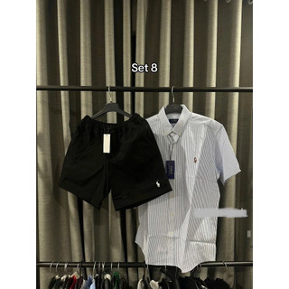 [SET ĐỒ NAM RAP LA.U.REN] Áo Sơ Mi Tay Ngắn + Quần Short Trắng Cotton Cao Cấp – Phong Cách Basic, Dễ Phối, Chuẩn Soái