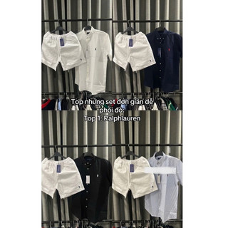[SET ĐỒ NAM RAP LA.U.REN] Áo Sơ Mi Tay Ngắn + Quần Short Trắng Cotton Cao Cấp – Phong Cách Basic, Dễ Phối, Chuẩn Soái