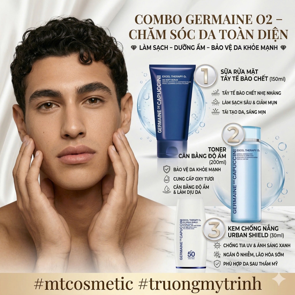 Bộ Germaine O2 - SRM Excel Therapy O2 365 Soft Scrub 150ml - Toner Excel Therapy O2 200ml - KCN Exce