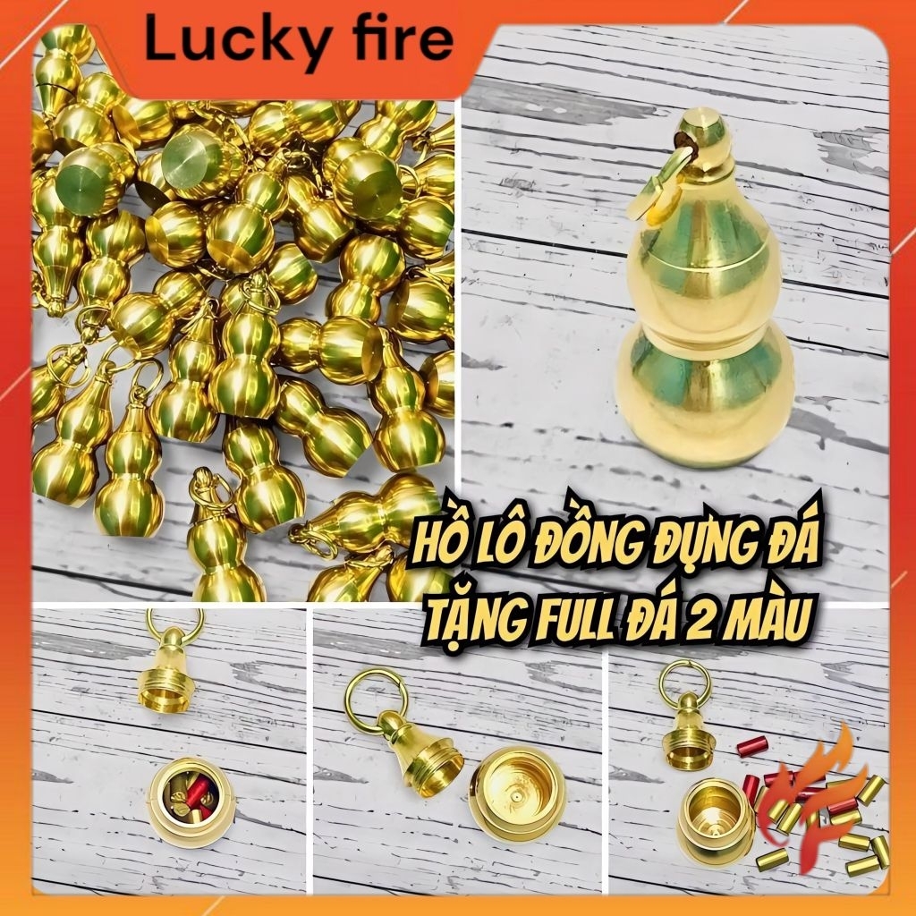 Hồ lô đồng đựng đá Zippo có móc treo chìa khóa tiện lợi