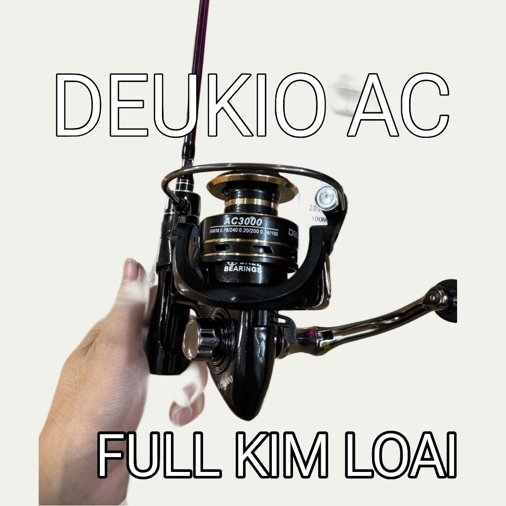 Máy câu Deukio Ac 3000 kim loại giá rẻ full chức năng, máy cần câu có kèm dù