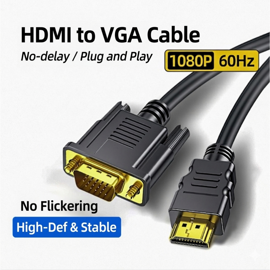 Cáp HDMI sang VGA - HDMI to VGA cable HDMI cắm CPU + VGA cắm MÀN HÌNH - KHỞI ĐỘNG LẠI MÁY SAU KHI CẮ